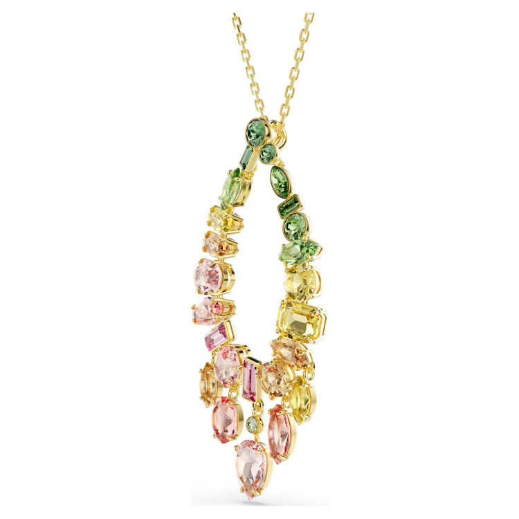 Gema pendant Mixed cuts, Multicolored, Gold-tone plated